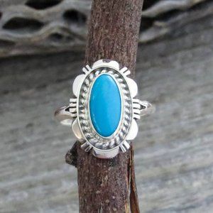 Turquoise Sterling Silver Oval Ring Size 8